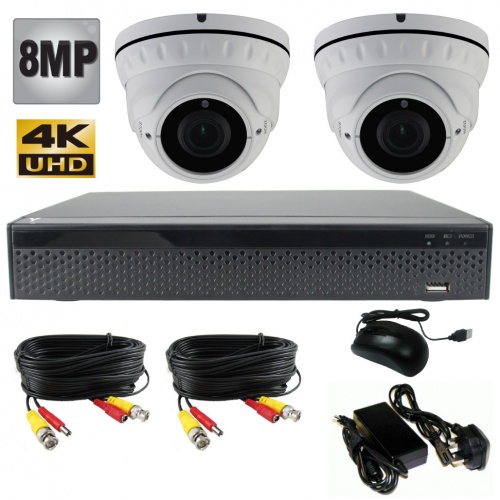 8Mp Security Camera Kit with 2 x 40m Night Vision Cameras & Dvr